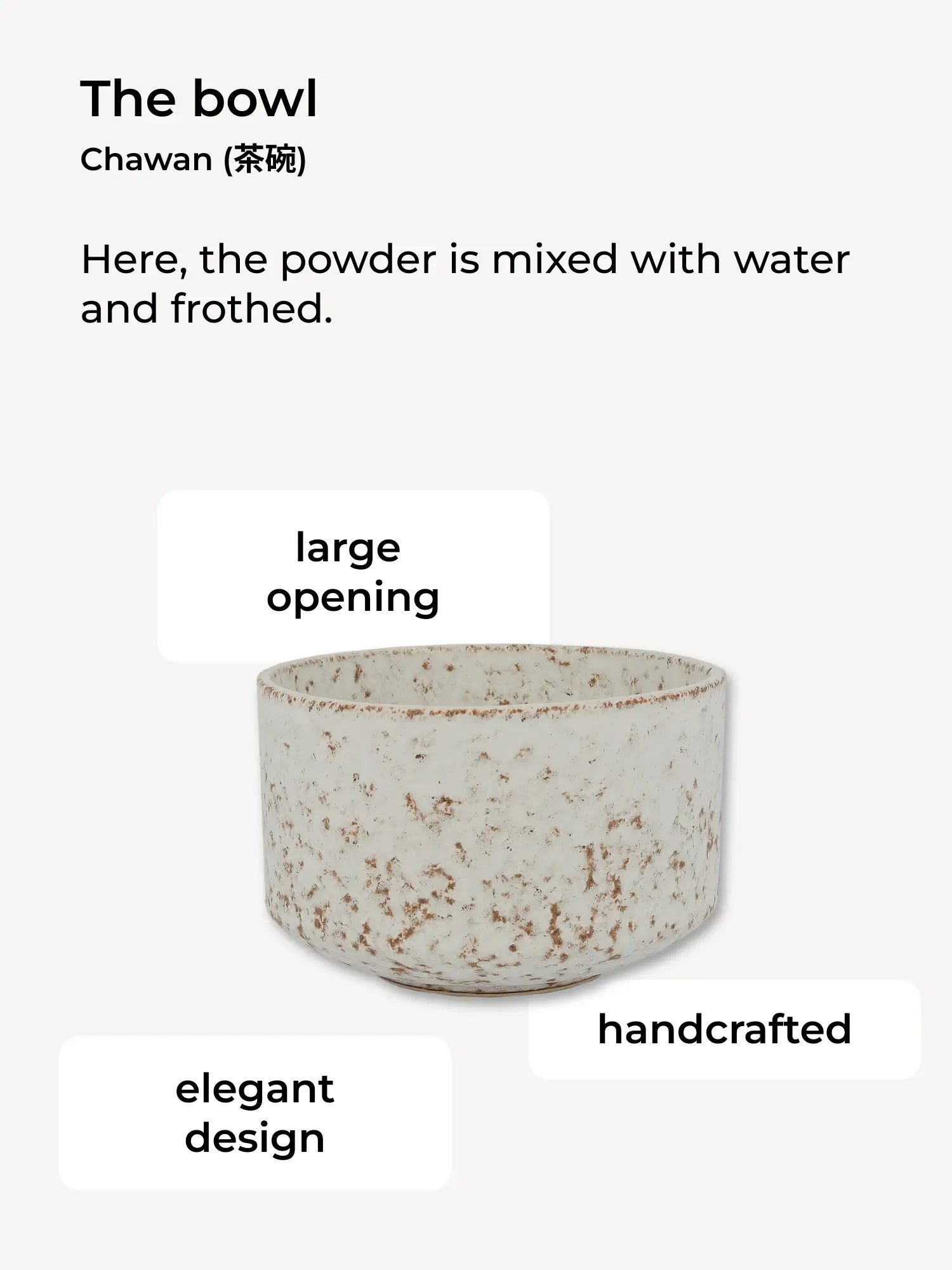 Keramische Chawan-Schale mit großer Öffnung, handgefertigtes Design zum Zubereiten von Tee.